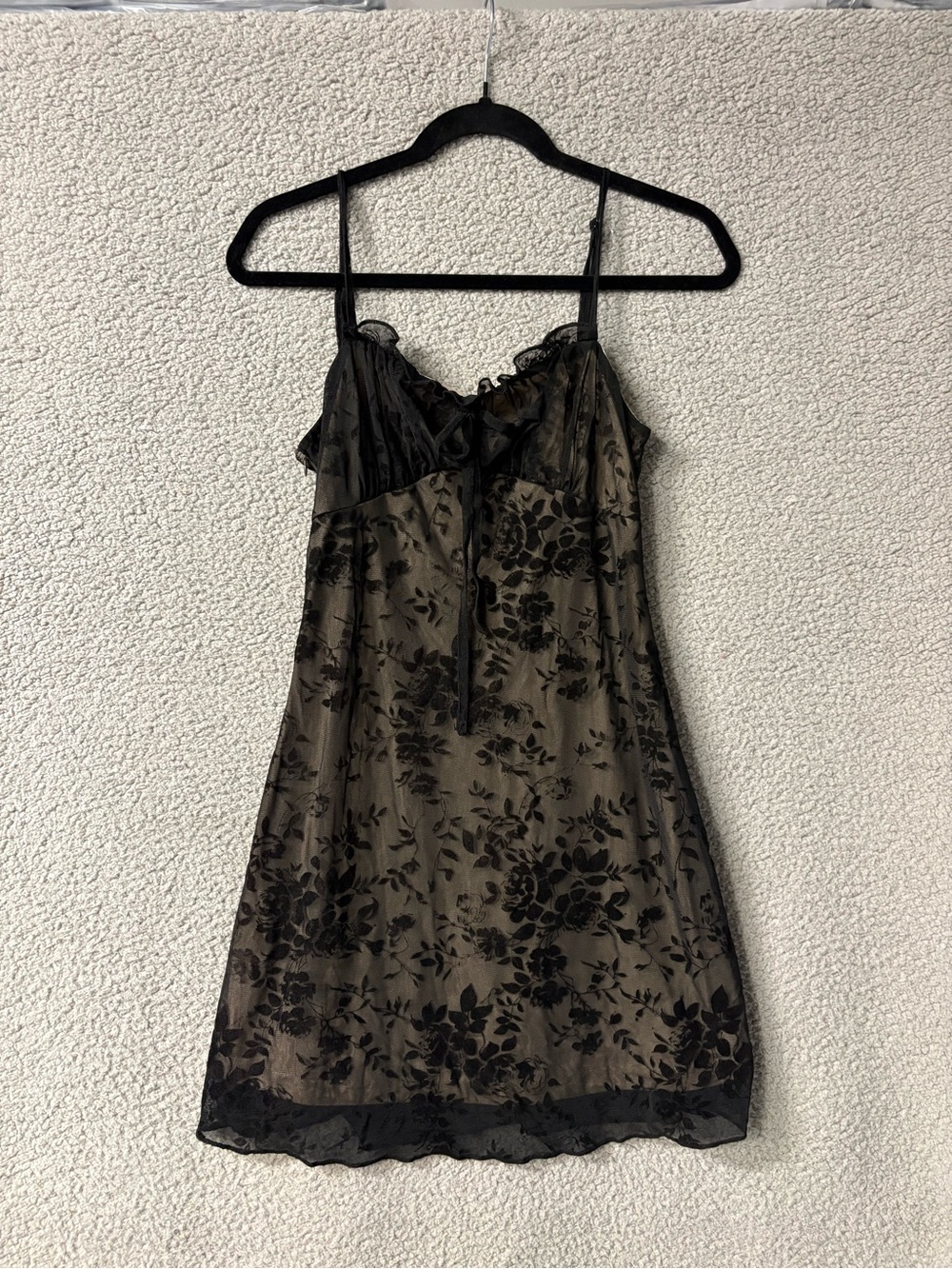 3667 SHEIN MOD Black Date Night Romantic Babydoll Y2K Cami Dress M
